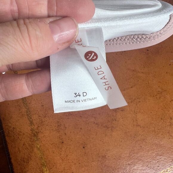 Shade & Shore NWT Blush Pink Boned Tie Neck Bikini Top Size 34D - Picture 9 of 11